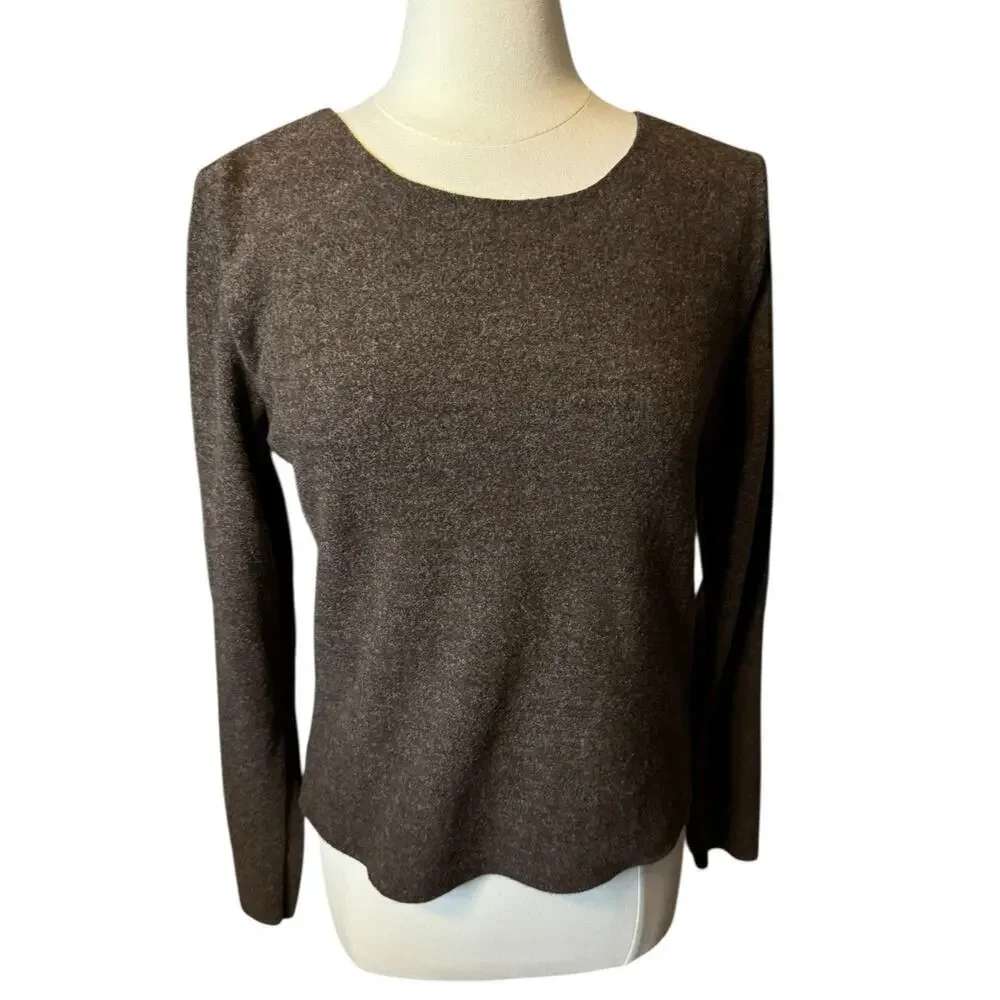 Women’s Brown Boatneck Sweater Alpaca Wool Blend Large New Without Tags